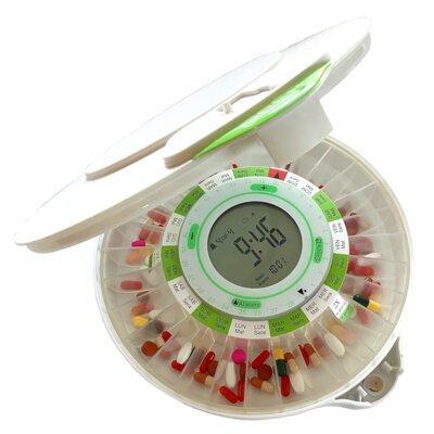 Portapillole automatico elettronico con allarme DoseControl | Modello 2021 | Coperchio bianco | Modelli di dosaggio in italiano | Connessione pronta
