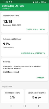 Portapillole BLUETOOTH automatico con allarme DOSECONTROL | Con caricatore | Modello 2021 | Coperchio bianco | Modelli di dosaggio in italiano | Controllo remoto e monitoraggio tramite Android App