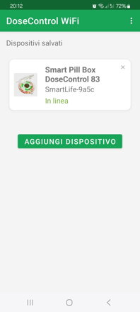 Finestra di avvio dell'app - stato di connessione del donatore