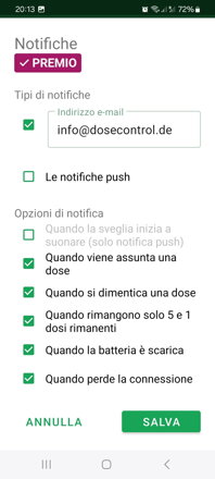 Impostazione delle notifiche e-mail / push