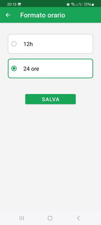 Impostazione del formato orario 12 o 24 ore