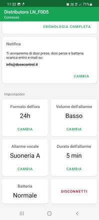 Impostazioni disponibili | DoseControl App